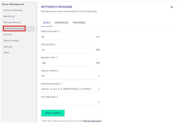 Cloudways-Setting-Packages